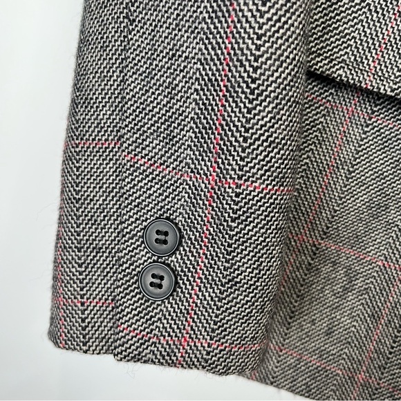 Vintage JG Hook Women's 100% Wool Gray Red Plaid Blazer - Picture 4 of 7
